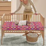 Pink Aztec Geometric Pattern Print Baby Crib Sheet