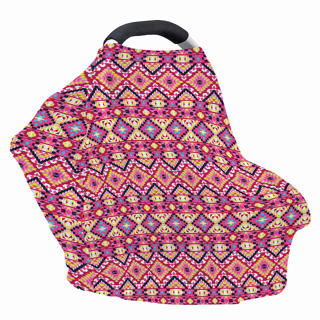 Pink Aztec Geometric Pattern Print Baby Seat Cover