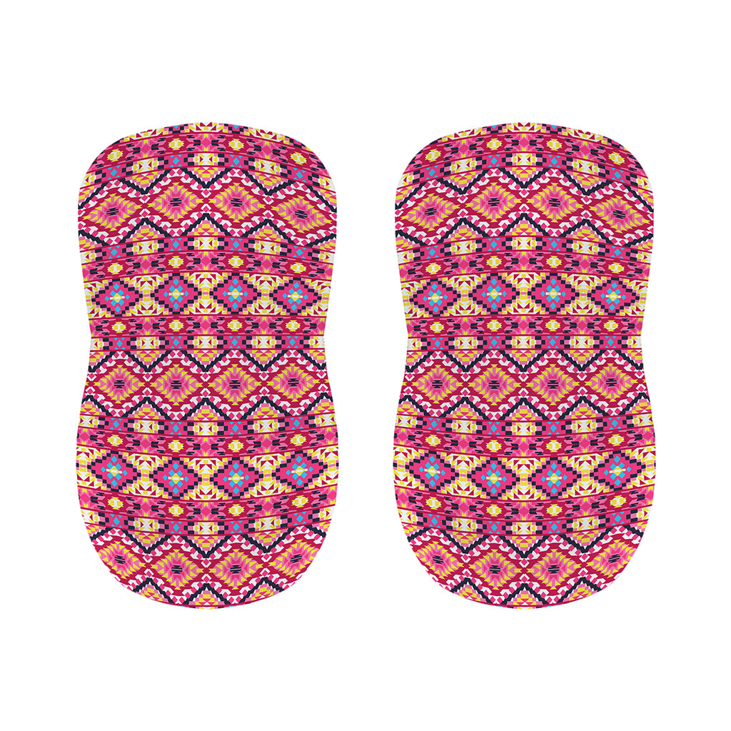 Pink Aztec Geometric Pattern Print Bar Stool Covers