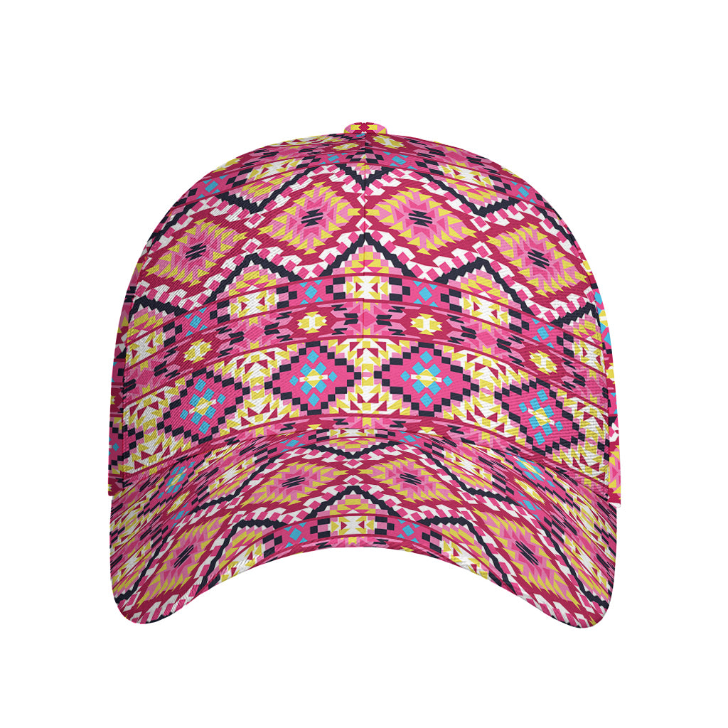 Pink Aztec Geometric Pattern Print Baseball Cap