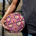 Pink Aztec Geometric Pattern Print Basketball