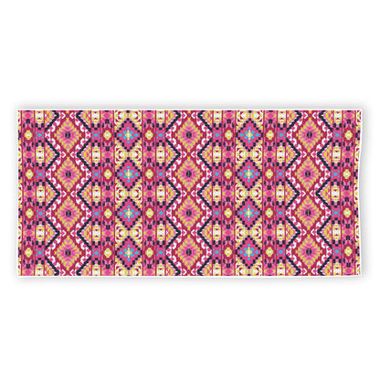 Pink Aztec Geometric Pattern Print Beach Towel