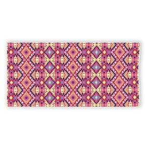 Pink Aztec Geometric Pattern Print Beach Towel