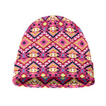 Pink Aztec Geometric Pattern Print Beanie