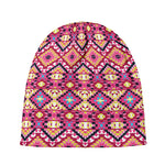 Pink Aztec Geometric Pattern Print Beanie