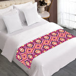 Pink Aztec Geometric Pattern Print Bed Runner