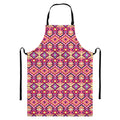 Pink Aztec Geometric Pattern Print Bib Apron With Pocket