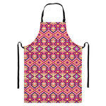 Pink Aztec Geometric Pattern Print Bib Apron With Pocket