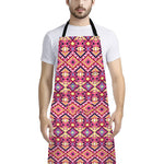 Pink Aztec Geometric Pattern Print Bib Apron With Pocket