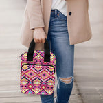 Pink Aztec Geometric Pattern Print Bible Tote Bag