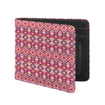 Pink Aztec Geometric Pattern Print Bifold Wallet