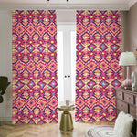 Pink Aztec Geometric Pattern Print Blackout Pencil Pleat Curtains