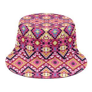 Pink Aztec Geometric Pattern Print Bucket Hat