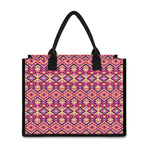 Pink Aztec Geometric Pattern Print Canvas Tote Bag