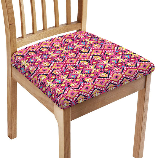 Pink Aztec Geometric Pattern Print Chair Cushion Cover