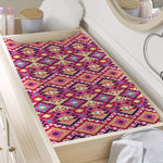 Pink Aztec Geometric Pattern Print Changing Pad Cover