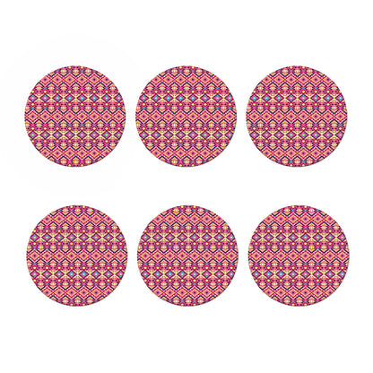 Pink Aztec Geometric Pattern Print Coaster Set