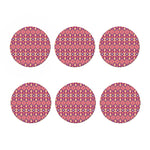 Pink Aztec Geometric Pattern Print Coaster Set