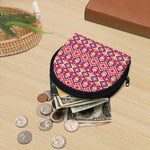 Pink Aztec Geometric Pattern Print Coin Purse