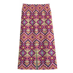 Pink Aztec Geometric Pattern Print Cotton Front Slit Maxi Skirt