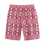 Pink Aztec Geometric Pattern Print Cotton Shorts