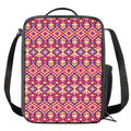 Pink Aztec Geometric Pattern Print Crossbody Lunch Bag
