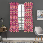 Pink Aztec Geometric Pattern Print Curtain