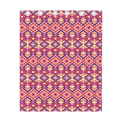 Pink Aztec Geometric Pattern Print Curtain