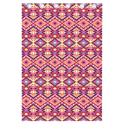 Pink Aztec Geometric Pattern Print Curtain