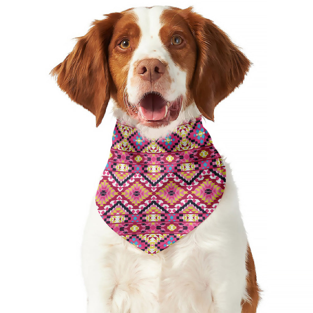 Pink Aztec Geometric Pattern Print Dog Bandana