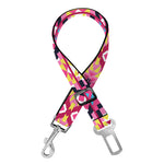 Pink Aztec Geometric Pattern Print Dog Seat Belt