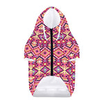 Pink Aztec Geometric Pattern Print Dog Zip Up Hoodie