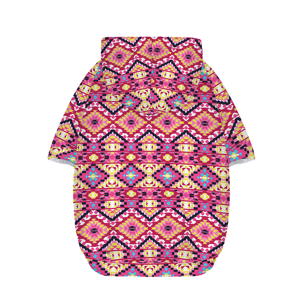 Pink Aztec Geometric Pattern Print Dog Zip Up Hoodie