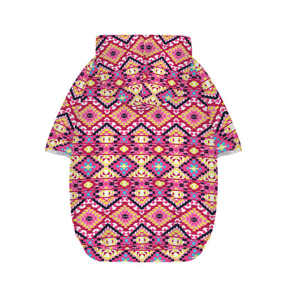 Pink Aztec Geometric Pattern Print Dog Zip Up Hoodie