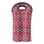 Pink Aztec Geometric Pattern Print Double Neoprene Wine Tote