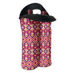Pink Aztec Geometric Pattern Print Double Neoprene Wine Tote
