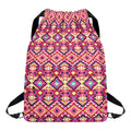 Pink Aztec Geometric Pattern Print Drawstring Backpack