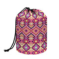 Pink Aztec Geometric Pattern Print Drawstring Makeup Bag