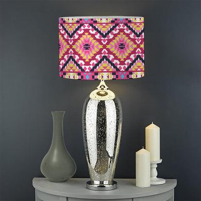 Pink Aztec Geometric Pattern Print Drum Lamp Shade