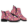 Pink Aztec Geometric Pattern Print Flat Ankle Boots