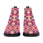 Pink Aztec Geometric Pattern Print Flat Ankle Boots