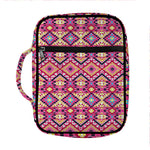 Pink Aztec Geometric Pattern Print Front Pocket Bible Bag