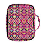 Pink Aztec Geometric Pattern Print Front Pocket Bible Bag