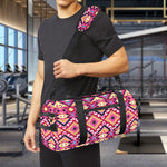 Pink Aztec Geometric Pattern Print Gym Bag