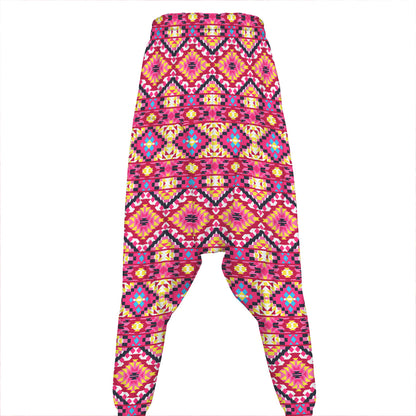 Pink Aztec Geometric Pattern Print Hammer Pants