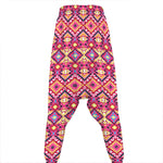Pink Aztec Geometric Pattern Print Hammer Pants