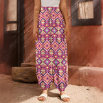 Pink Aztec Geometric Pattern Print Harem Pants