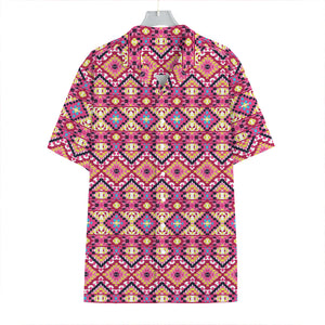 Pink Aztec Geometric Pattern Print Hawaiian Shirt