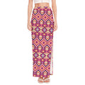 Pink Aztec Geometric Pattern Print High Slit Maxi Skirt