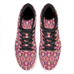 Pink Aztec Geometric Pattern Print High Top Leather Sneakers